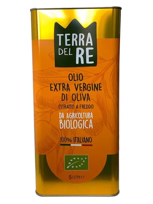 Olio Extra Vergine di Oliva 100% Italiano Estratto a Freddo Biologico, lattina 5 litri