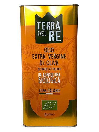 Olio Extra Vergine di Oliva 100% Italiano Estratto a Freddo Biologico, lattina 5 litri